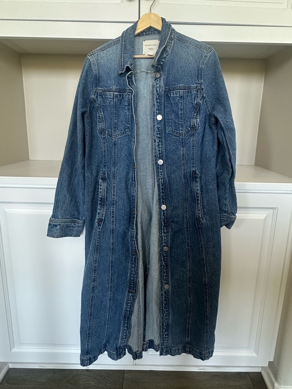 Madewell Long Denim Trench Coat - Dark Blue